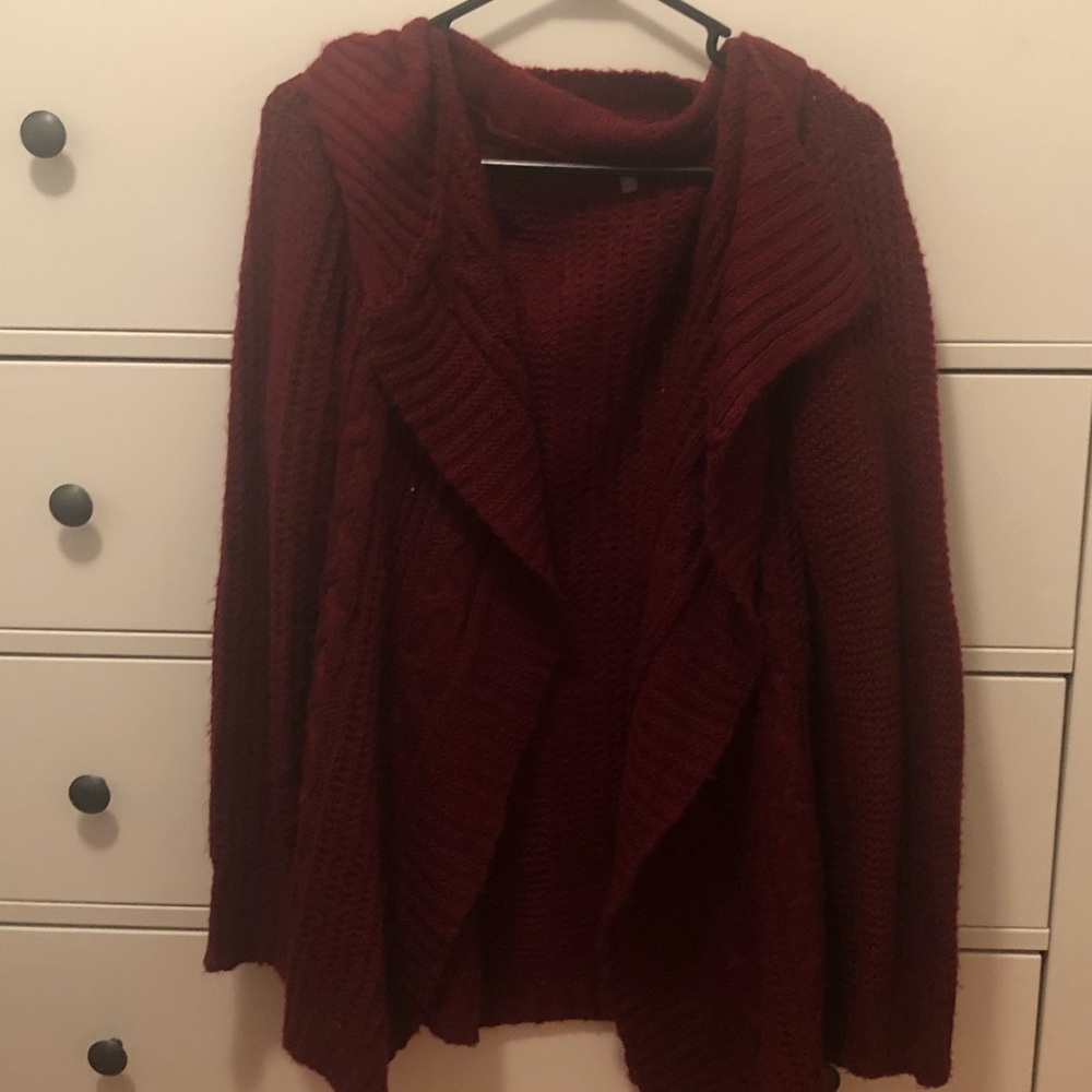 Red cardigan